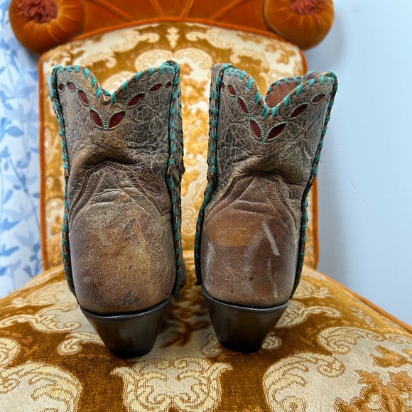 Dan Post Livie Leather Western Boots with Turquoise and Red Accents - Picture 5 of 10